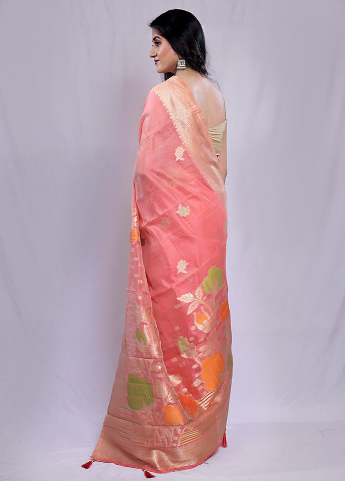 Pink Organza Saree With Blouse Piece - Indian Silk House Agencies