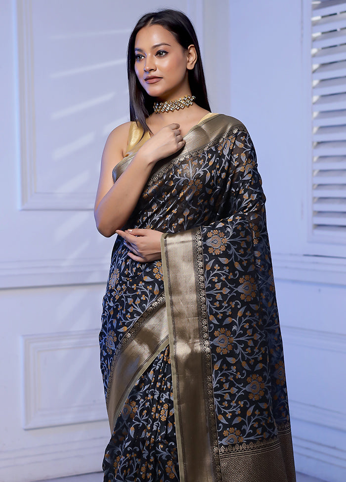 Blue Kora Silk Saree With Blouse Piece