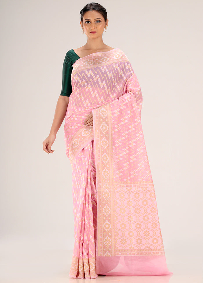 Pink Kora Silk Saree With Blouse Piece - Indian Silk House Agencies