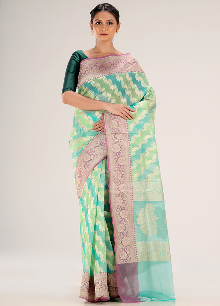 Green Kora Silk Saree With Blouse Piece - Indian Silk House Agencies