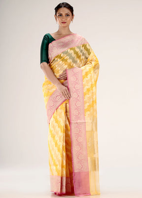 Yellow Kora Silk Saree With Blouse Piece - Indian Silk House Agencies