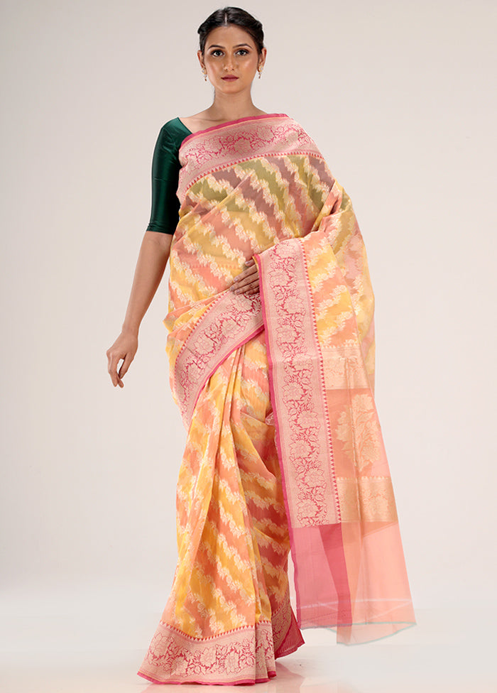 Yellow Kora Silk Saree With Blouse Piece - Indian Silk House Agencies