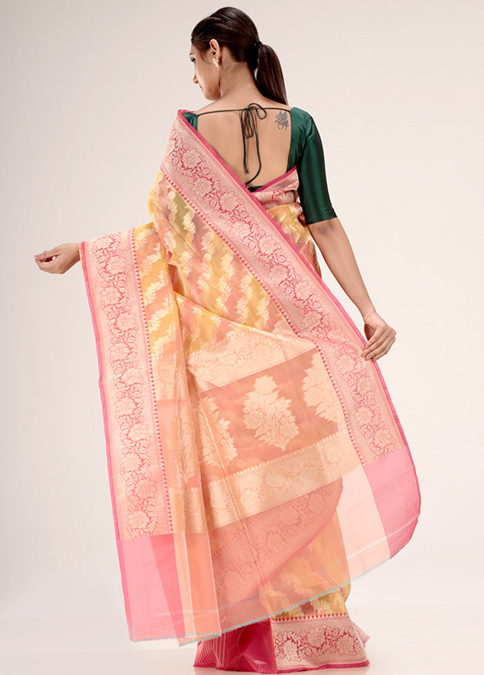 Yellow Kora Silk Saree With Blouse Piece - Indian Silk House Agencies