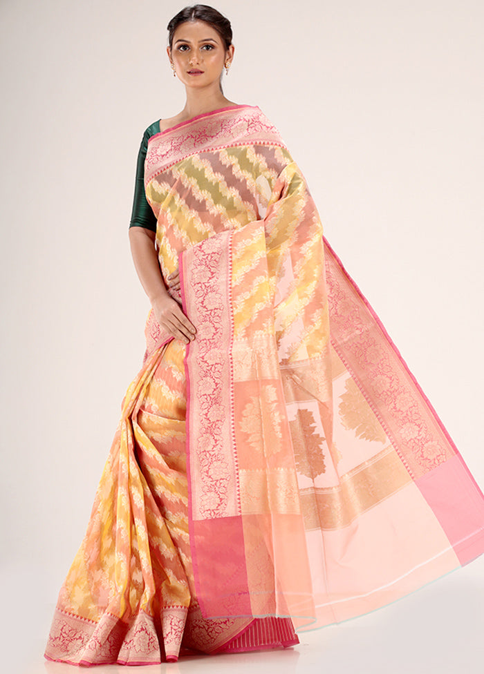 Yellow Kora Silk Saree With Blouse Piece - Indian Silk House Agencies