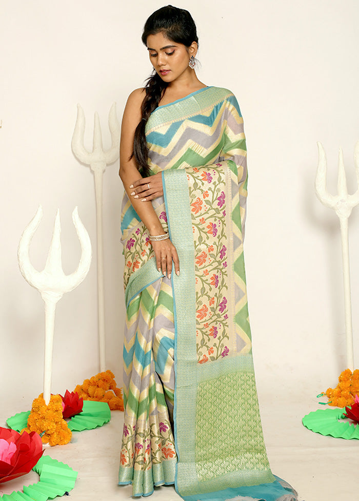 Green Pure Georgette Saree With Blouse Piece - Indian Silk House Agencies