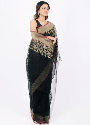 Black Net Saree With Blouse Piece - Indian Silk House Agencies