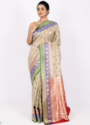 Cream Kora Silk Saree With Blouse Piece - Indian Silk House Agencies