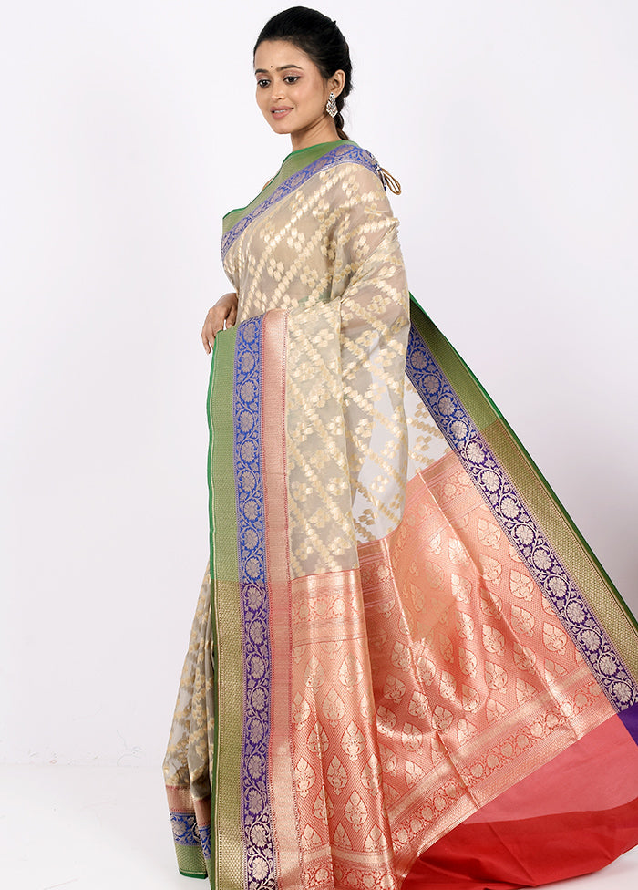 Cream Kora Silk Saree With Blouse Piece - Indian Silk House Agencies