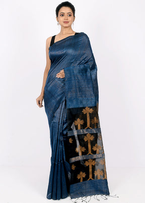 Teal Blue Pure Matka Silk Saree With Blouse Piece - Indian Silk House Agencies