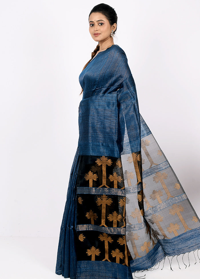 Teal Blue Pure Matka Silk Saree With Blouse Piece - Indian Silk House Agencies