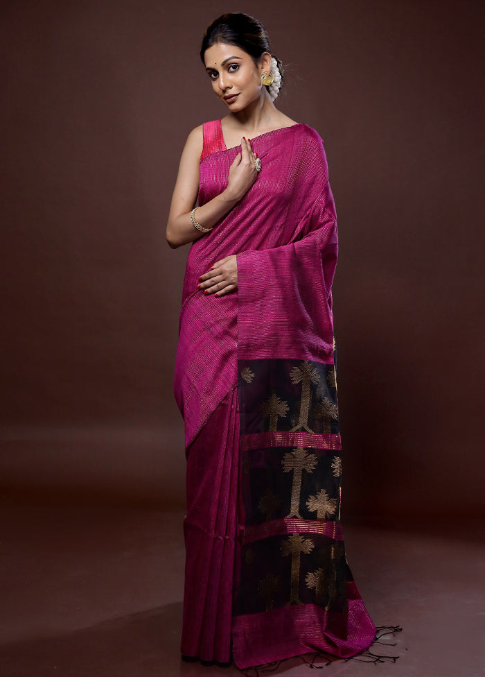 Pink Matka Pure Silk Saree With Blouse Piece - Indian Silk House Agencies