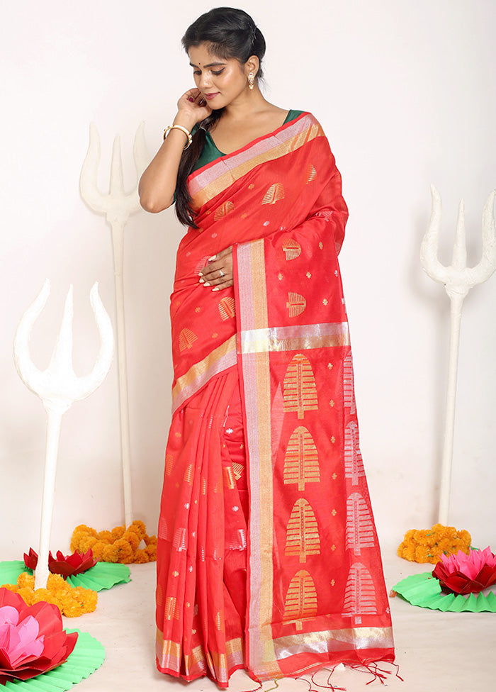 Red Matka Silk Saree With Blouse Piece - Indian Silk House Agencies