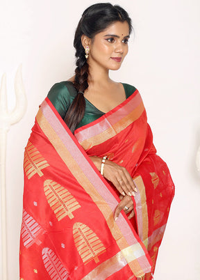 Red Matka Silk Saree With Blouse Piece - Indian Silk House Agencies