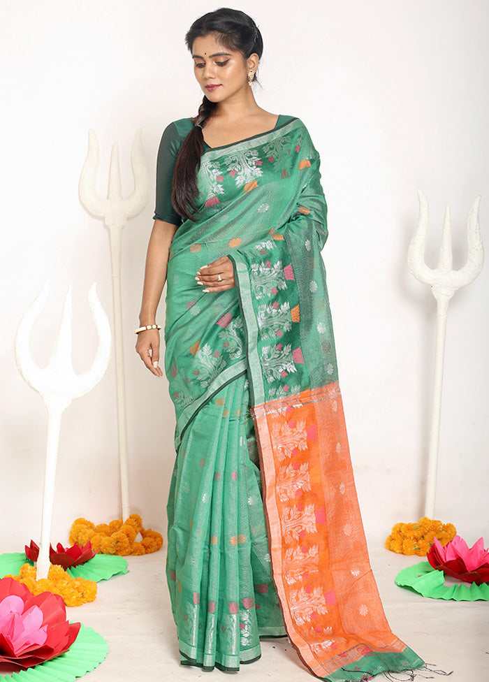 Forest Green Matka Silk Saree With Blouse Piece - Indian Silk House Agencies