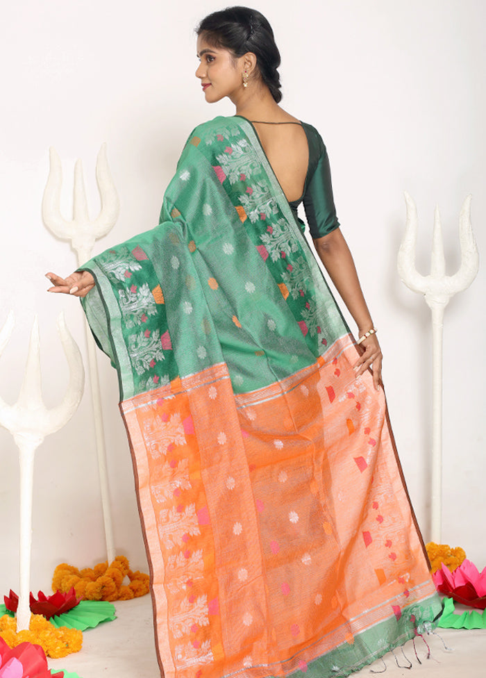 Forest Green Matka Silk Saree With Blouse Piece - Indian Silk House Agencies