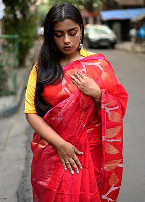 Red Matka Silk Saree With Blouse Piece - Indian Silk House Agencies