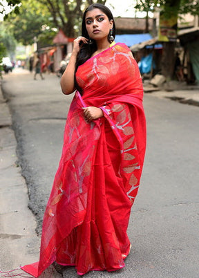 Red Matka Silk Saree With Blouse Piece - Indian Silk House Agencies