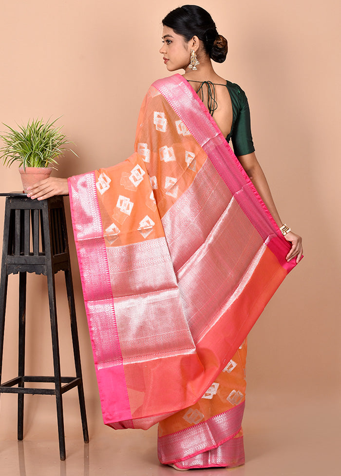 Rust Kora Silk Saree With Blouse Piece - Indian Silk House Agencies