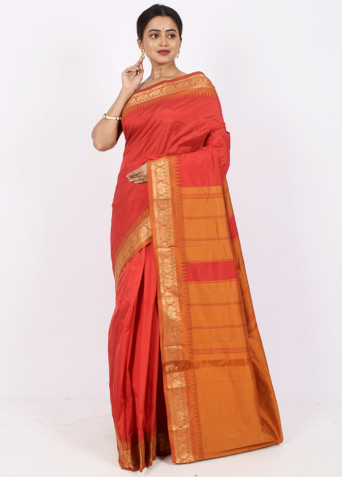 Pink Kanjivaram Silk Saree With Blouse Piece - Indian Silk House Agencies