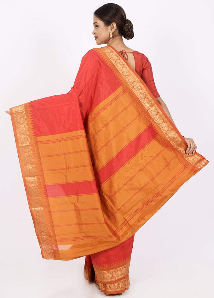 Pink Kanjivaram Silk Saree With Blouse Piece - Indian Silk House Agencies