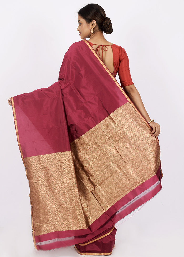 Onion Pink Kanjivaram Silk Saree With Blouse Piece - Indian Silk House Agencies