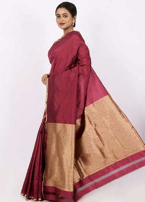 Onion Pink Kanjivaram Silk Saree With Blouse Piece - Indian Silk House Agencies