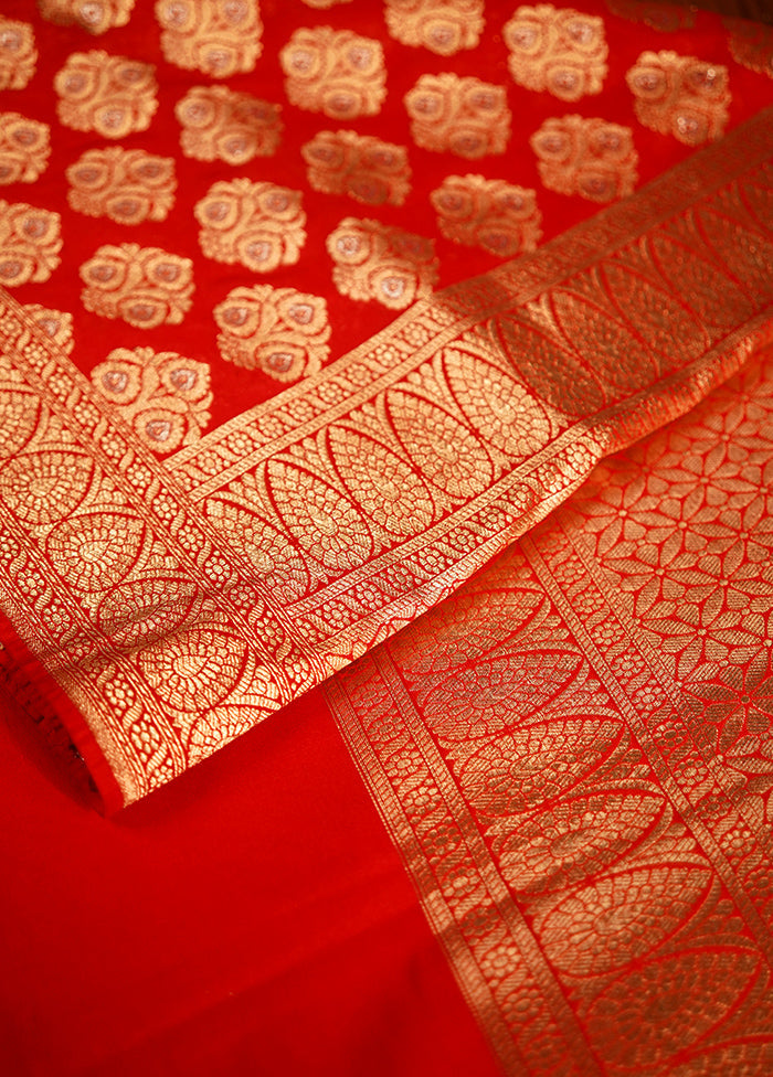 Red Uppada Silk Saree With Blouse Piece - Indian Silk House Agencies