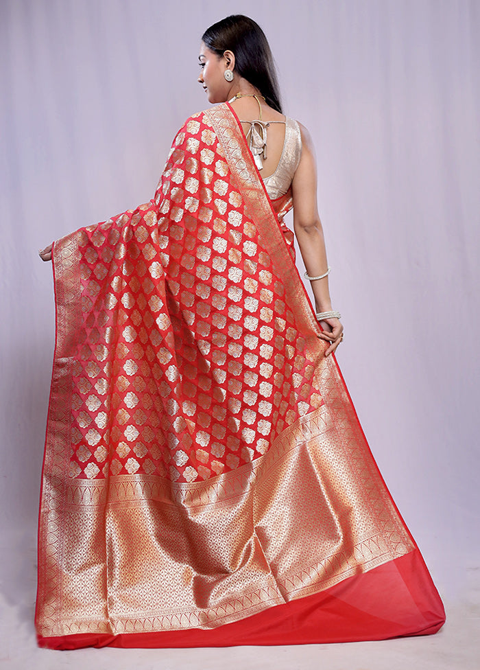 Red Uppada Silk Saree With Blouse Piece - Indian Silk House Agencies