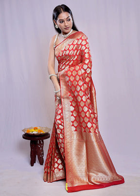 Red Uppada Silk Saree With Blouse Piece - Indian Silk House Agencies