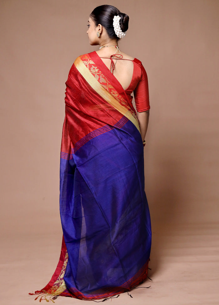 Maroon Matka Silk Saree With Blouse Piece