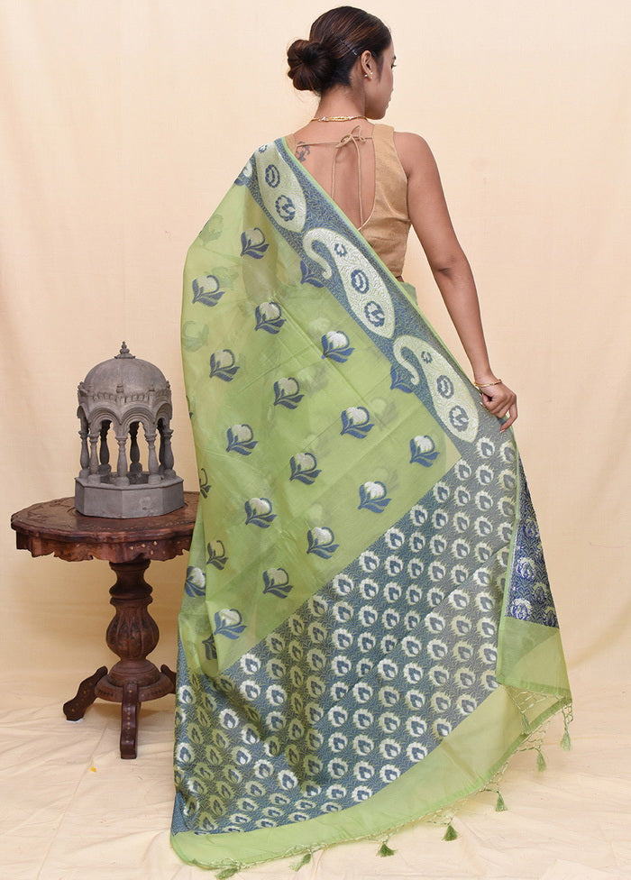 Green Kora Silk Zari Woven Saree With Blouse - Indian Silk House Agencies