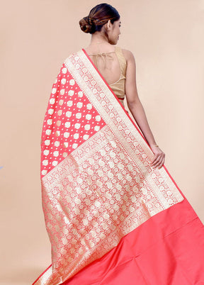 Red Zari Woven Banarasi Saree With Blouse - Indian Silk House Agencies