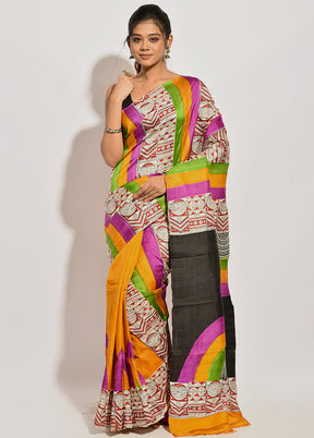 Green Pure Printed Silk Saree Without Blouse Piece - Indian Silk House Agencies