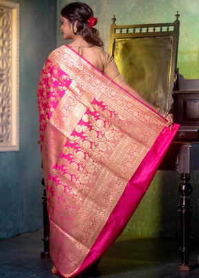 Rani Pink Pure Banarasi Silk Saree With Blouse Piece - Indian Silk House Agencies