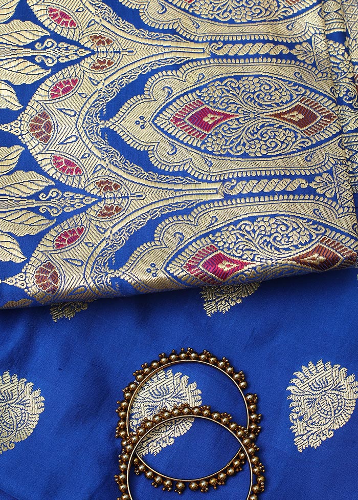 Royal Blue Pure Banarasi Silk Saree With Blouse Piece - Indian Silk House Agencies