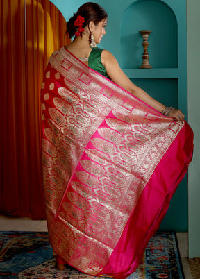 Rani Pink Pure Banarasi Silk Saree With Blouse Piece - Indian Silk House Agencies