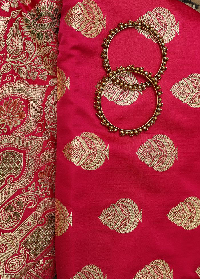 Rani Pink Pure Banarasi Silk Saree With Blouse Piece - Indian Silk House Agencies