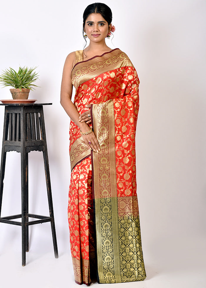 Red Uppada Silk Saree With Blouse Piece - Indian Silk House Agencies