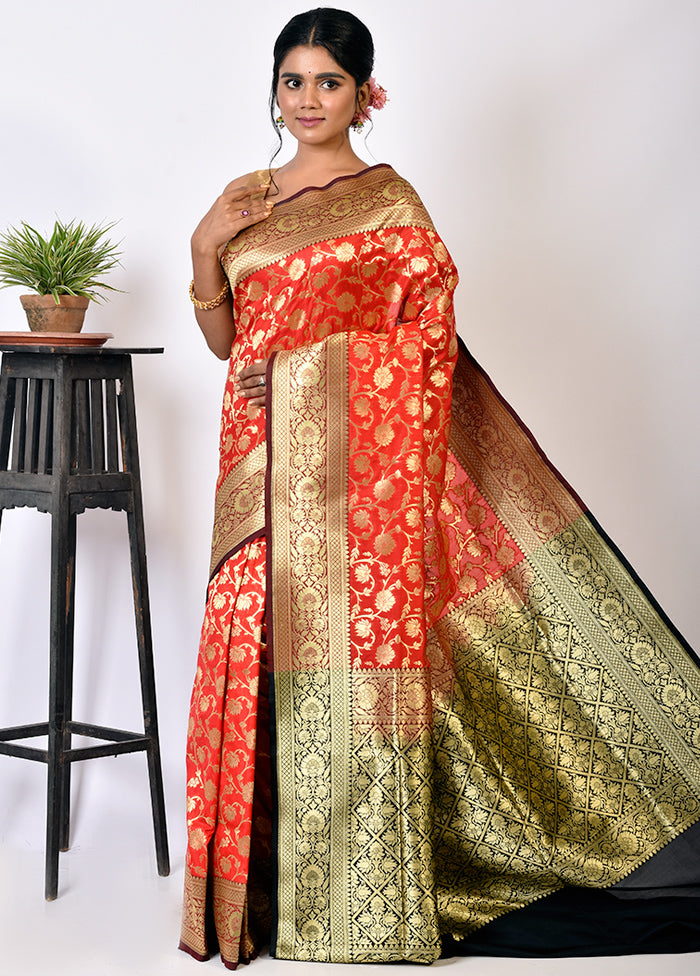 Red Uppada Silk Saree With Blouse Piece - Indian Silk House Agencies