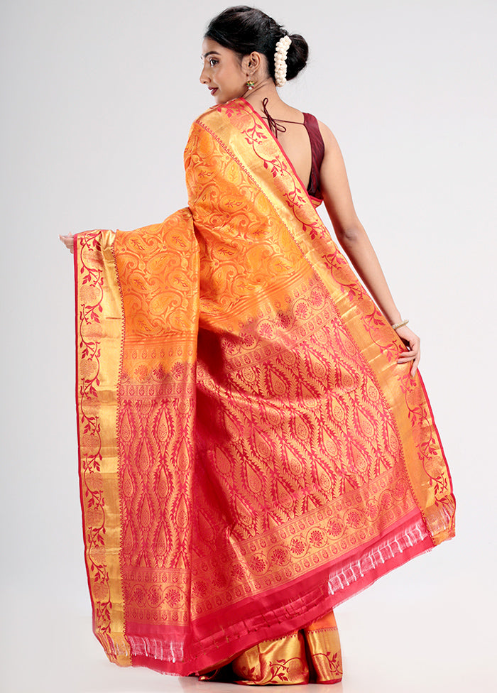 Yellow Pure Kanjivaram Silk Saree With Blouse Piece - Indian Silk House Agencies