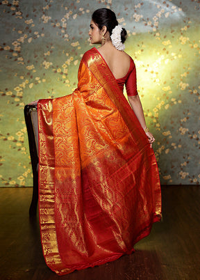 Yellow Kanjivaram Pure Silk Saree With Blouse Piece - Indian Silk House Agencies