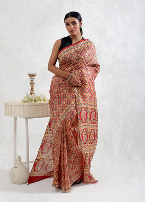 Maroon Printed Pure Silk Saree With Blouse Piece - Indian Silk House Agencies