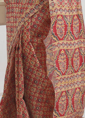 Maroon Printed Pure Silk Saree With Blouse Piece - Indian Silk House Agencies