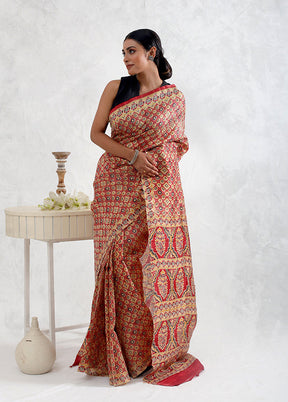 Maroon Printed Pure Silk Saree With Blouse Piece - Indian Silk House Agencies