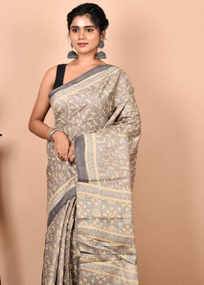 Cream Pure Tussar Silk Saree With Blouse Piece - Indian Silk House Agencies