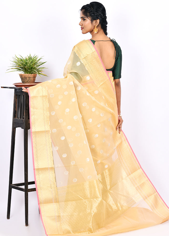 Cream Kora Silk Saree With Blouse Piece - Indian Silk House Agencies