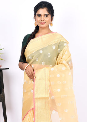 Cream Kora Silk Saree With Blouse Piece - Indian Silk House Agencies