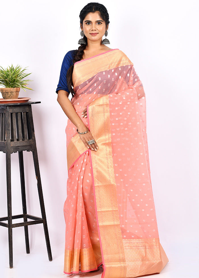 Pink Kora Silk Saree With Blouse Piece - Indian Silk House Agencies