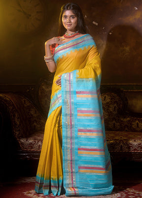 Lime Yellow Pure Gadwal Silk Saree With Blouse Piece - Indian Silk House Agencies