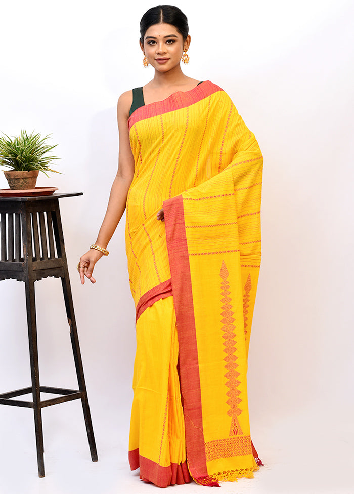 Yellow Matka Silk Saree With Blouse Piece - Indian Silk House Agencies